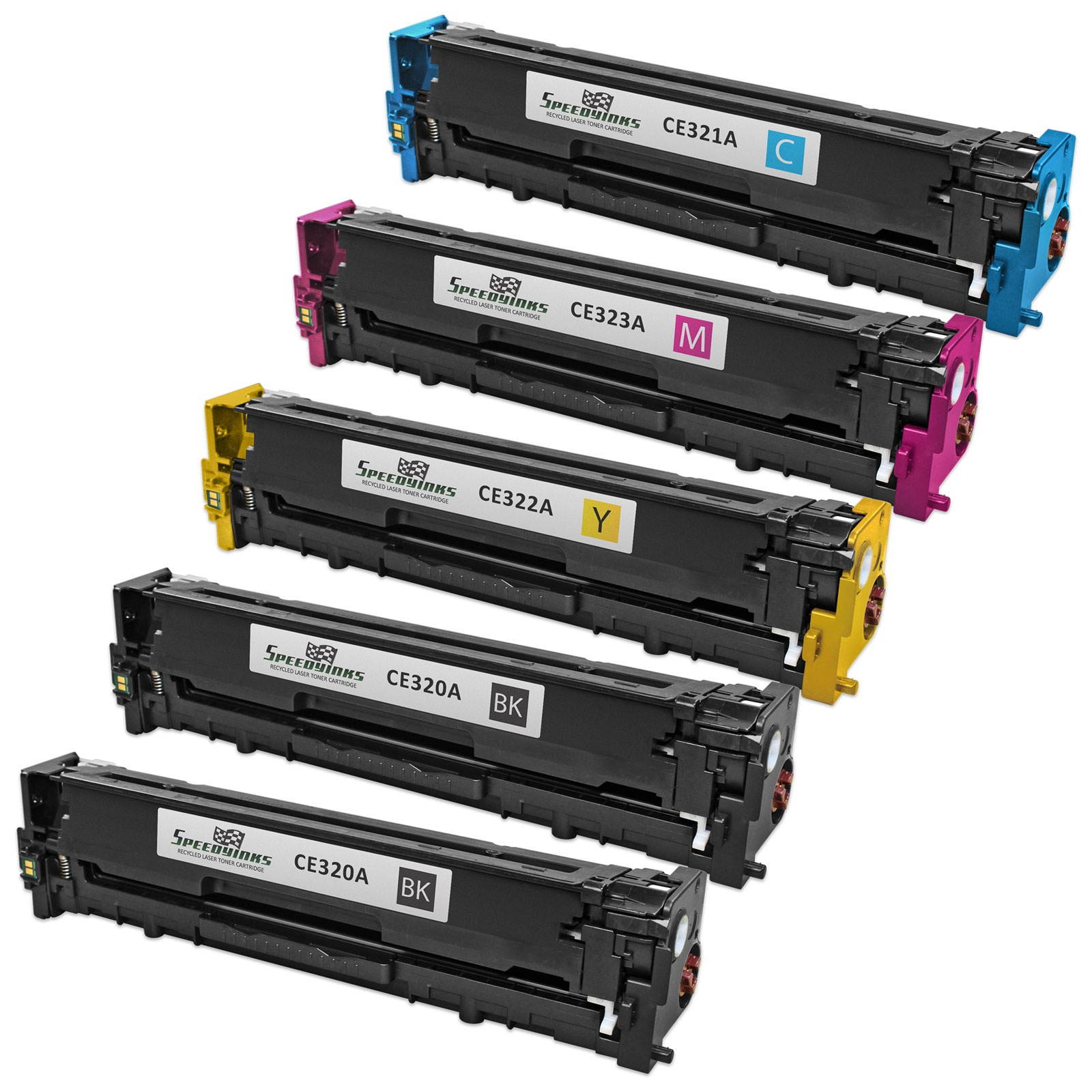 Speedy Inks - 5PK Compatible Replacement for HP HP128A 2x CE320A 1x CE321A 1x CE322A 1x CE323A Laser Toner Cartridge Set for use in Color LaserJet CM1415fnw, CP1525nw, CP1525nw