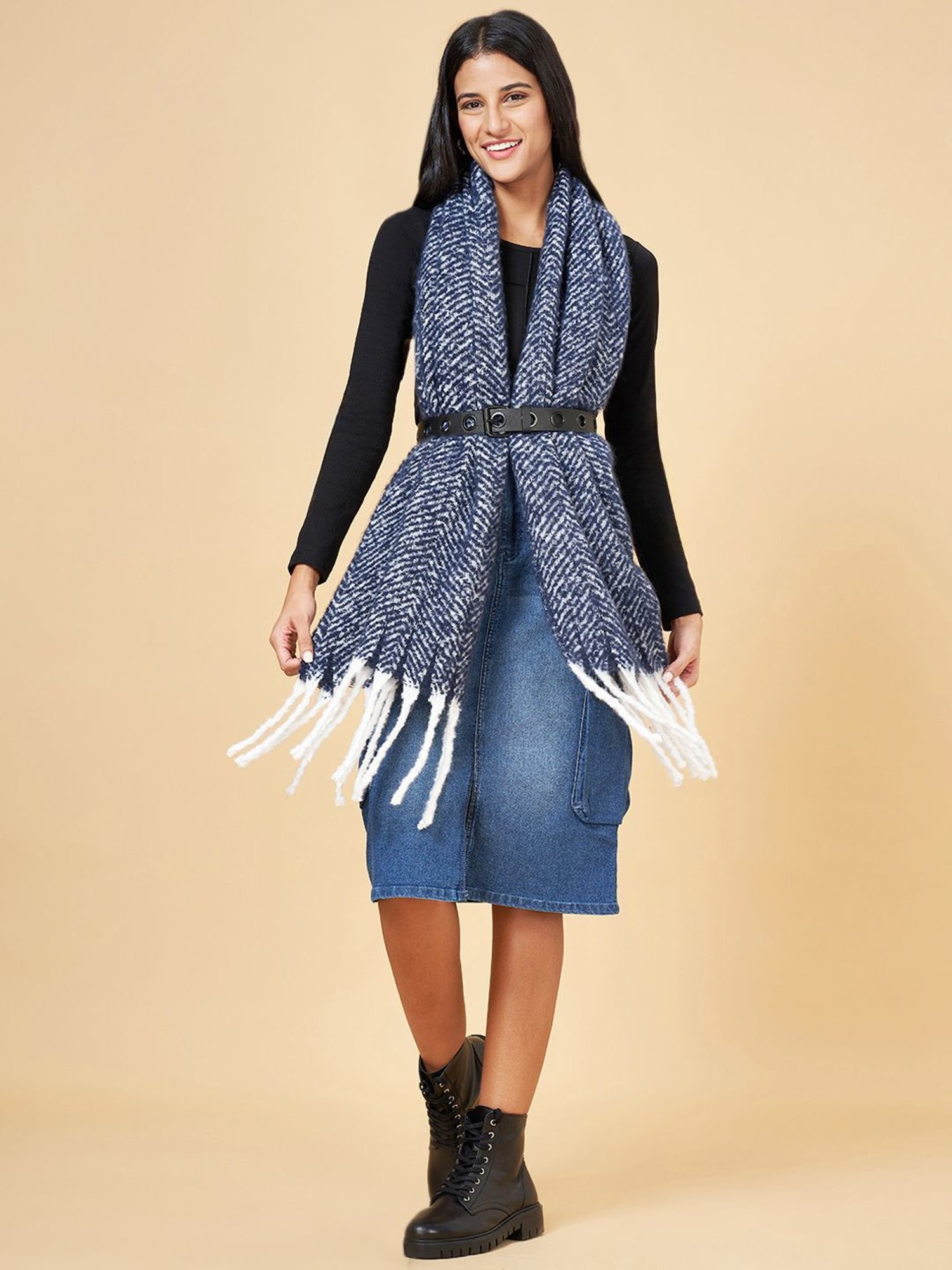 Forever Glam by Pantaloons Blue Printed Stole