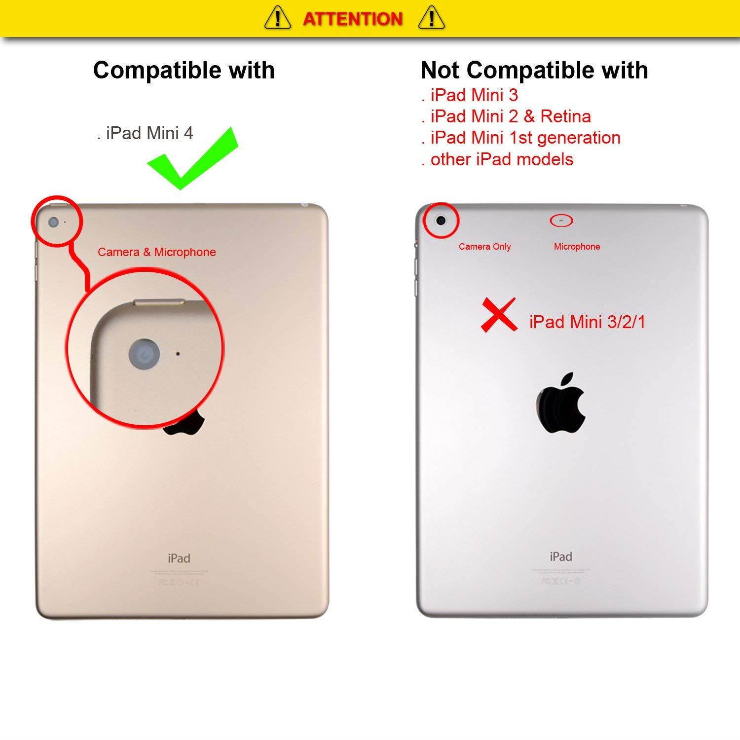 iPad Mini 4 Case,Thankscase Rotating Case Cover for Ipad Mini 4 with Wallet and Pocket with Hand Strap with Smart Cover Function for iPad Mini 4 2015 (Gold)