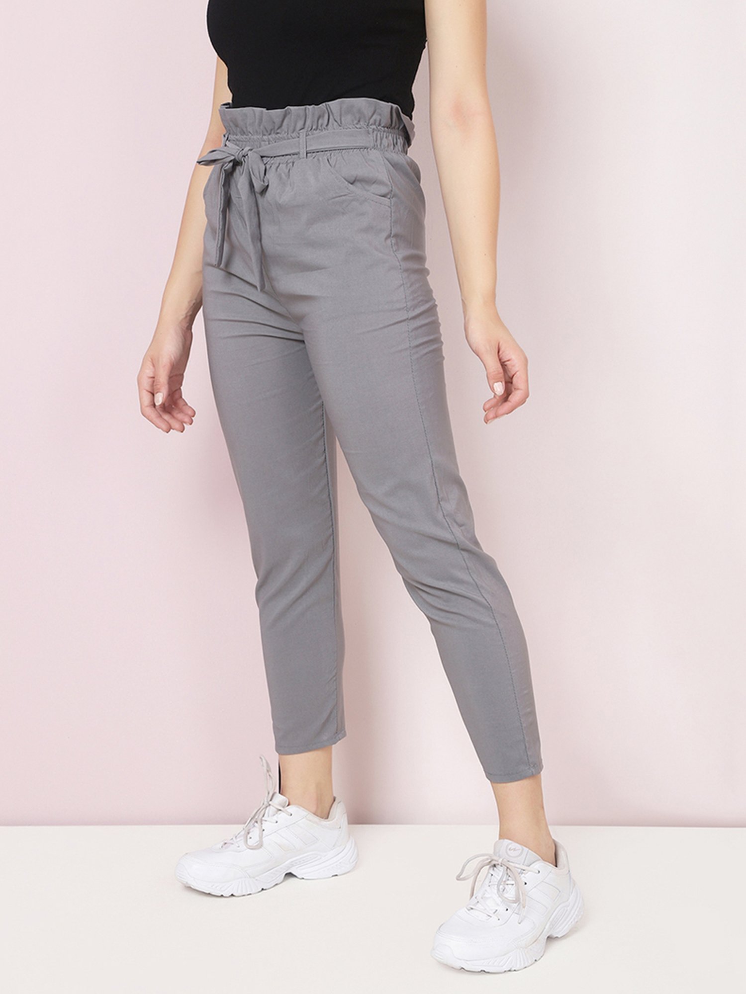 BUYNEWTREND Grey Mid Rise Pants