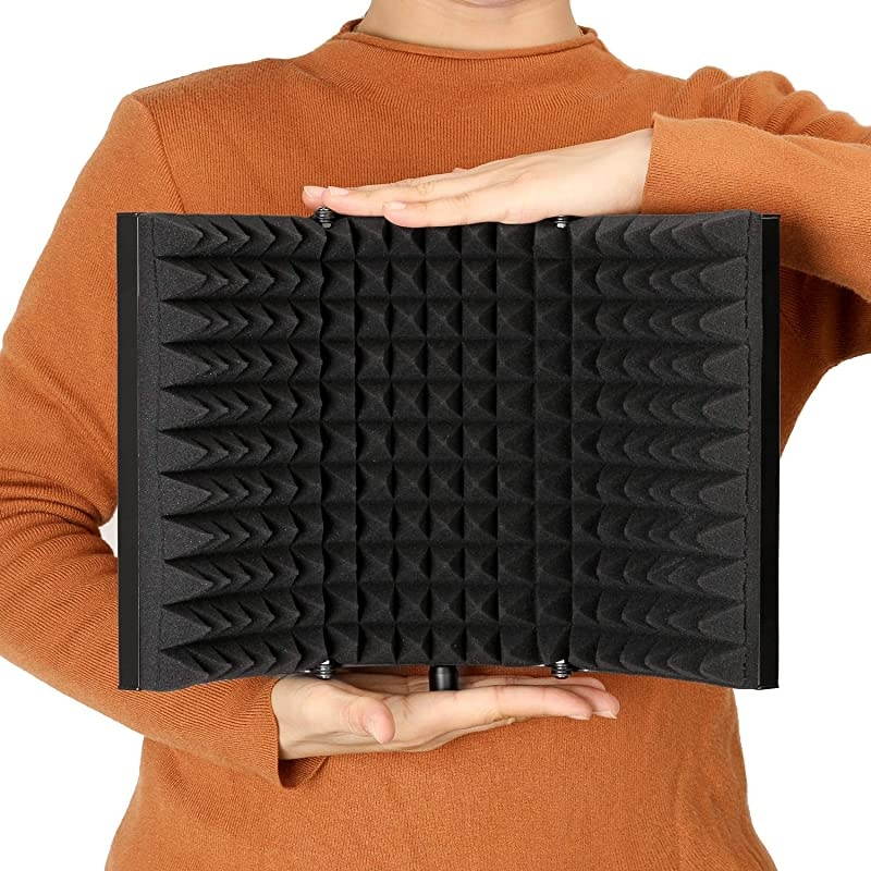 Microphone Isolation Shield Foldable Adjustable Durable Studio Recording Microphone Isolator Panel for Stand Mount or Table Top
