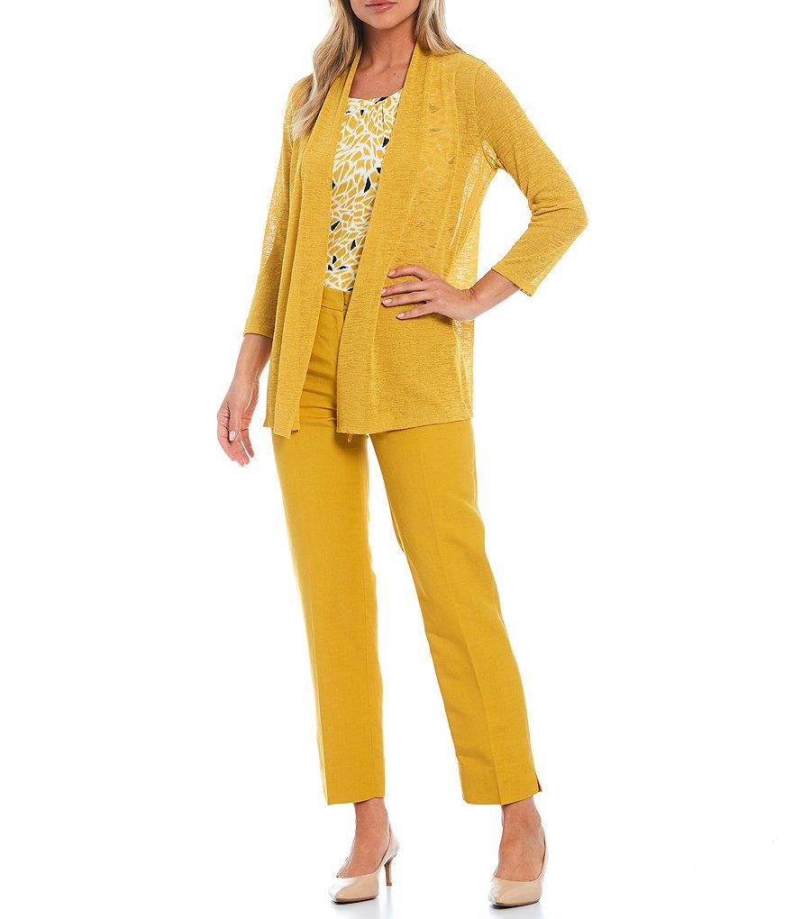 Kasper Petite Size Side Zip Linen Straight Leg Pants