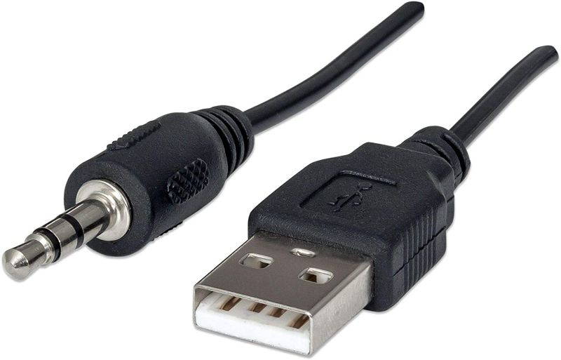 Manhattan USB Stereo Speaker System with 3.5 mm Audio Plugs to Connect to a Laptop, Notebook or Desktop Computer, Volume Controller, Black with Orange Highlights