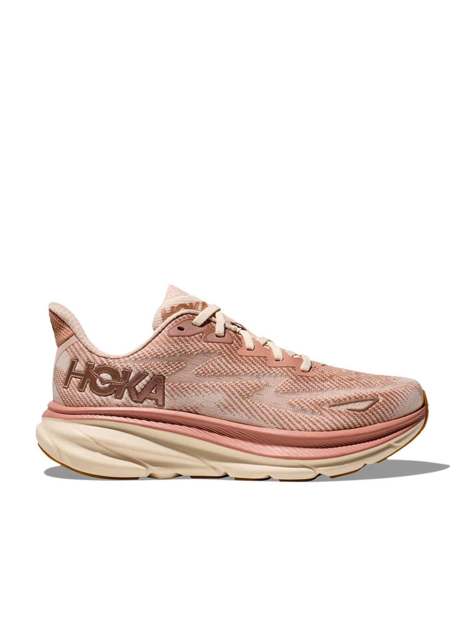 Hoka Women's W CLIFTON 9 Sandstone & Cream Running Shoes
