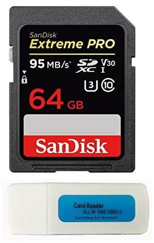 SanDisk 64GB Extreme Pro Memory Card for Olympus TG-5 Waterproof, E-M10 Mark II, E-M1, STYLUS Tough TG-4, TG-870 Digital DSLR Camera SDXC 4K V30 UHS-I with Everything But Stromboli Combo Reader