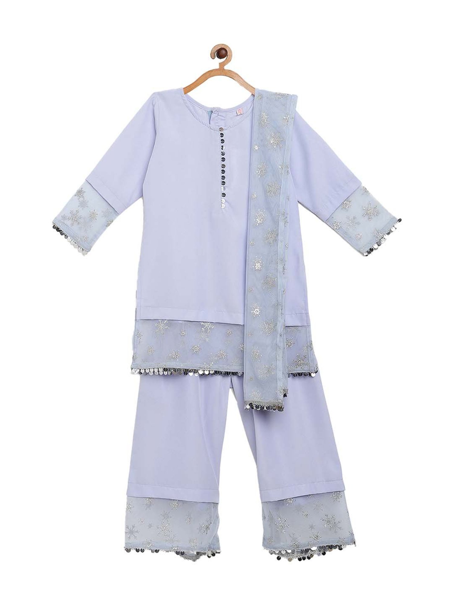 Ahalyaa Kids Blue Printed Kurta & Dupatta With Palazzo