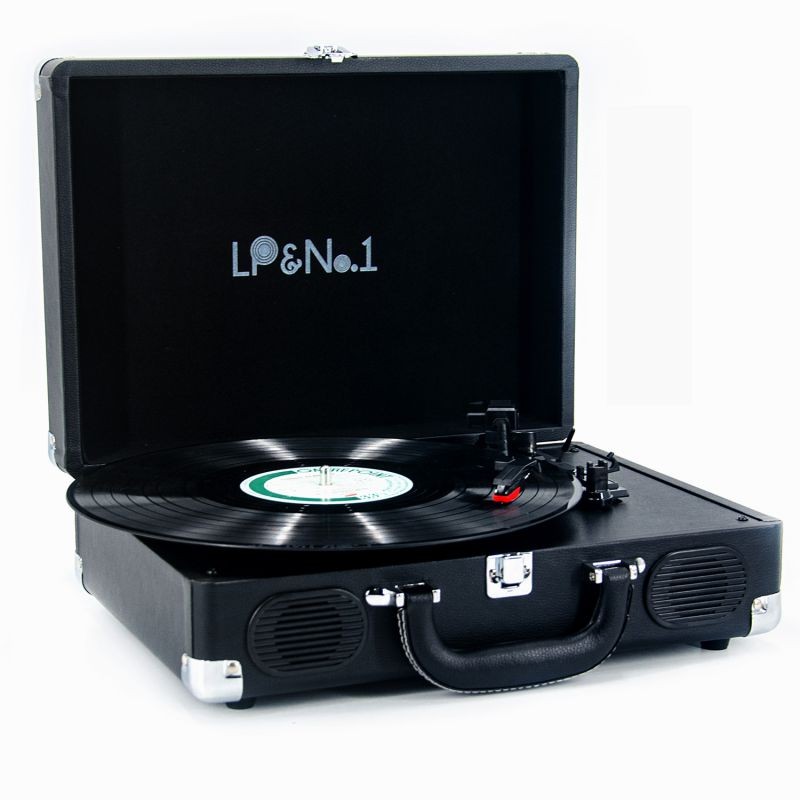 LP&No.1 Suitcase Bluetooth Turntable with Stereo Speaker,3 Speeds Vinyl Record Player Turquoise