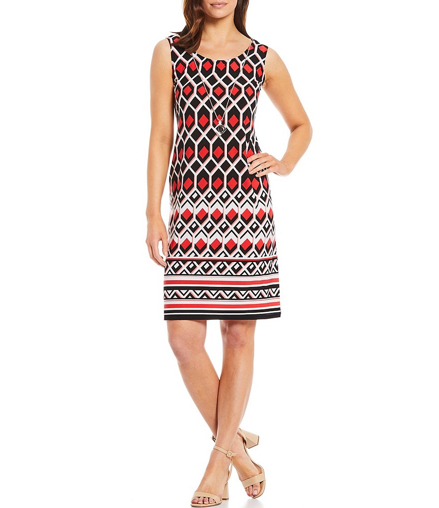 R & M Richards Geometric Jersey Knit 2 Piece Jacket Dress