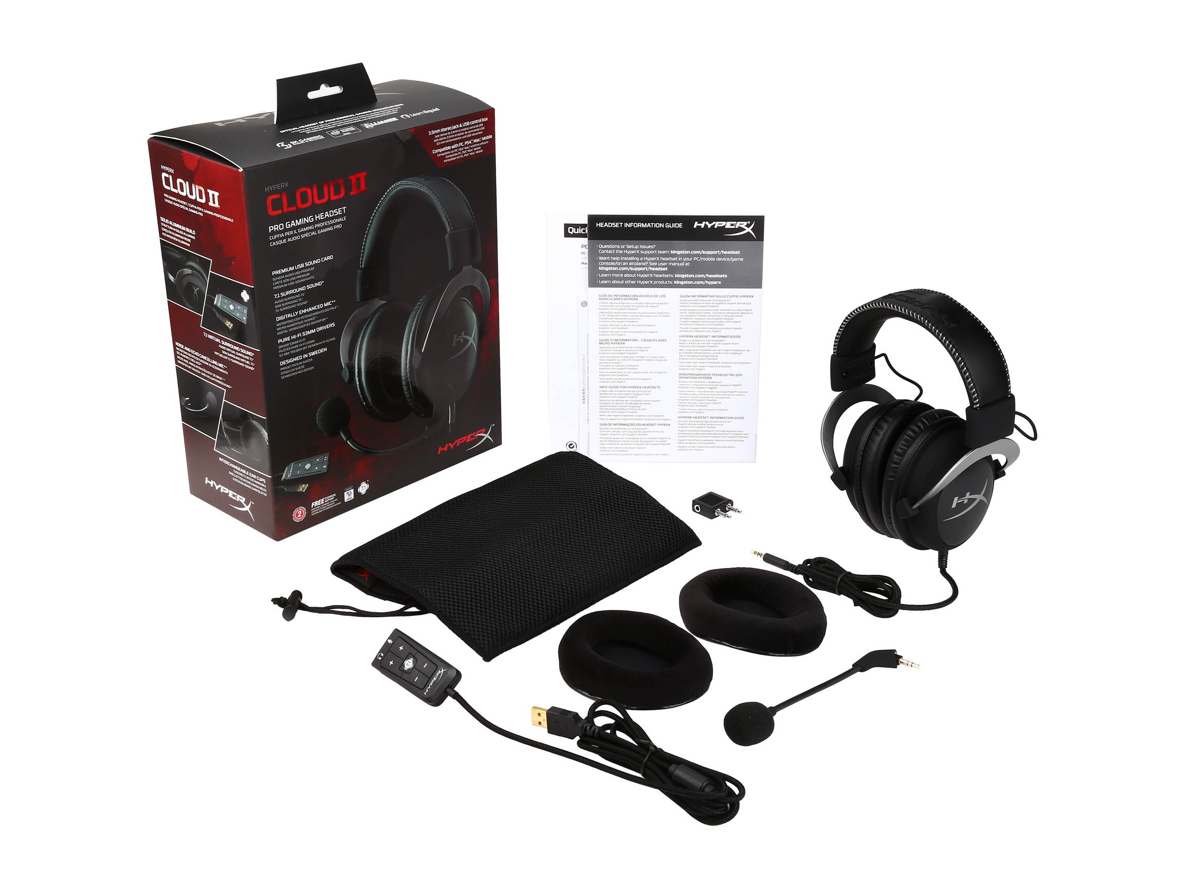 HyperX Cloud II Gaming Headset with 7.1 Virtual Surround Sound for PC / PS4 / Mac / Mobile - Gun Metal