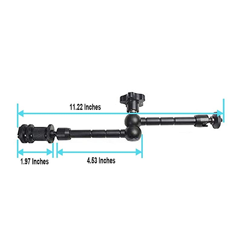 11inch Adjustable Articulating Frction Magic Arm with Large Super Clamp Mount Compatible with DSLR Camera Rig, LCD Monitor, LED Lights, Flash Lights, Microphones, DJI Osmo,Smart Phone