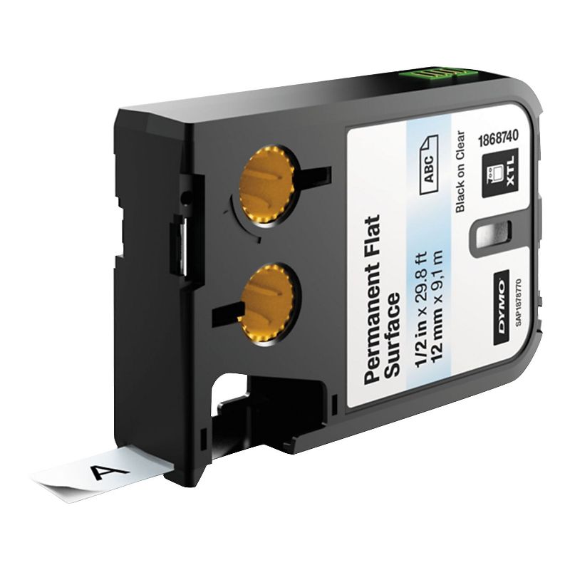 DYMO XTL Permanent Flat Surface Labels 1/2" x 29.8 ft. Clear/Black Print 1868740