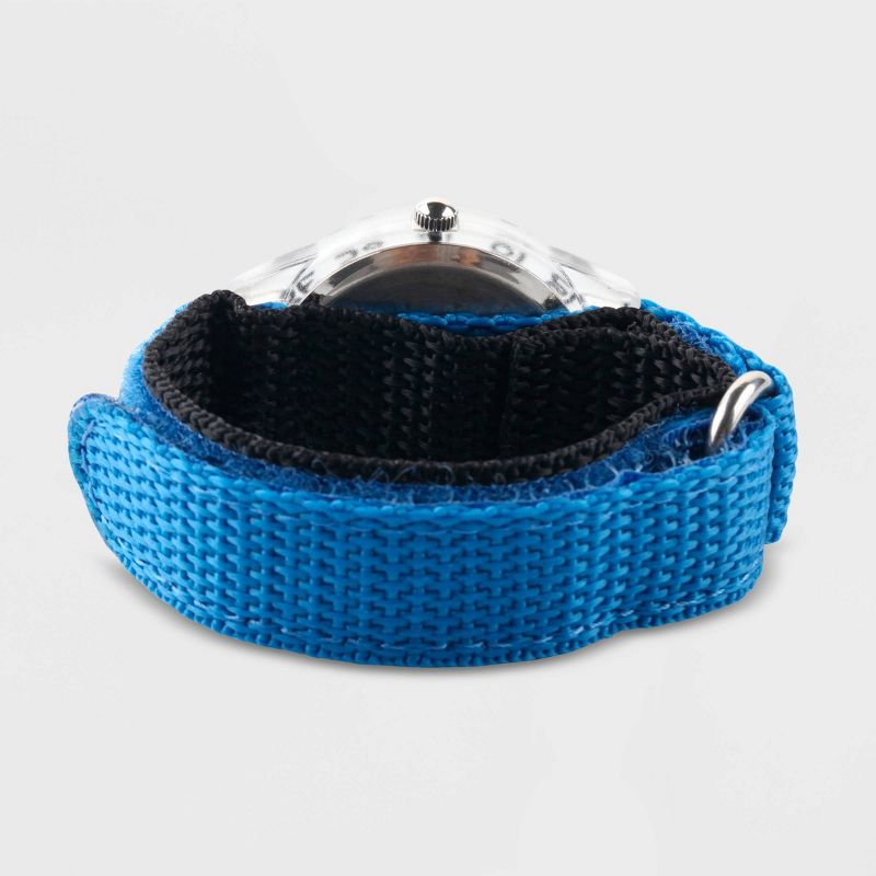 Kids' Red Balloon Dinosaur Plastic Time Teacher Hook and Loop Nylon Strap Watch - Blue