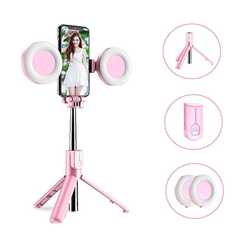 Stick Tripod Ring Light Adjustable 3 Brightness LED Ring Light with Stick Bluetooth Remote 4 in 1 Aluminum Tripod for iPhone and Android Phone, YouTube Video, Live Streaming