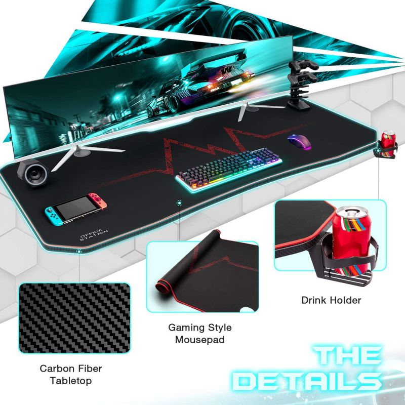 RESPAWN 3000 Gaming Computer Desk - Ergonomic Height Adjustable Gaming Desk, in Blue (RSP-3000-BLU)