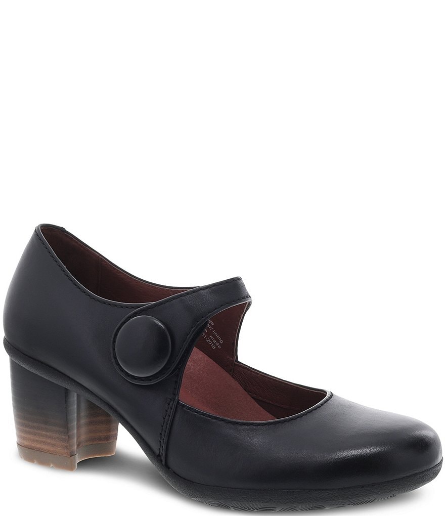 Deltan Tessa Croc-Embossed T-Strap Block Heel Pumps