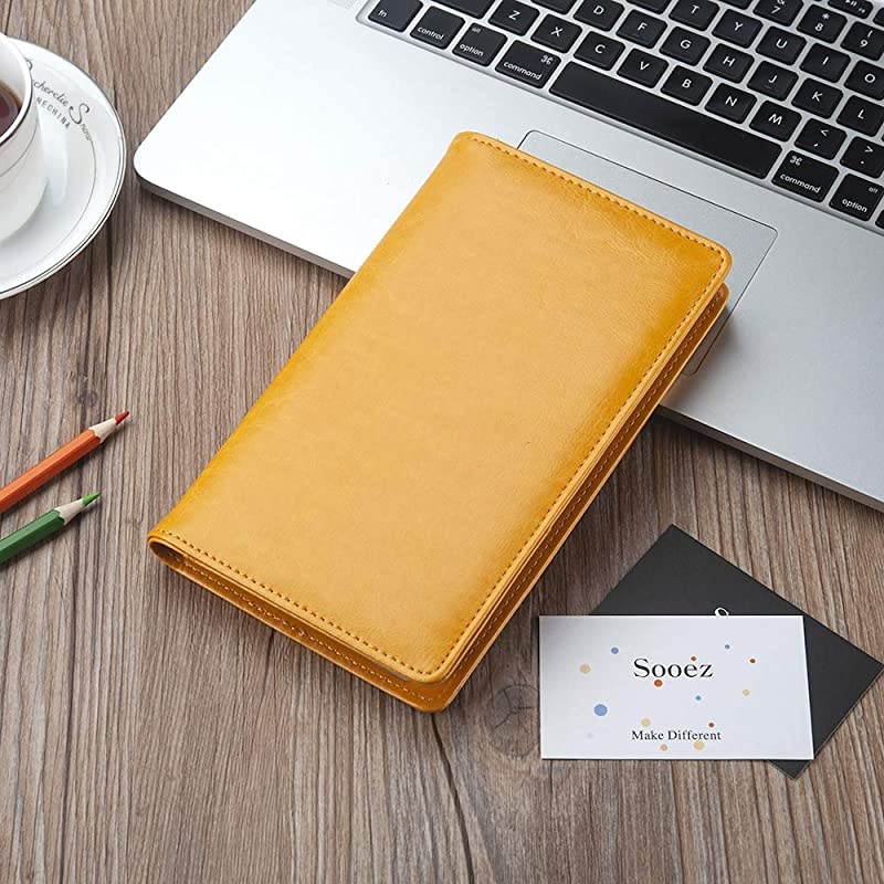 Leather Business Card Book Holder Professional Business Cards Book Organizer PU Name Card Credit Cards Book Holder Booklet Orange