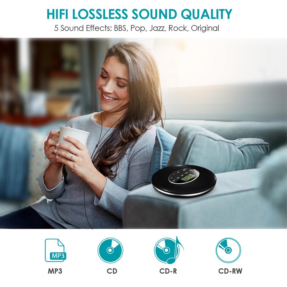 Portable CD Player HOTT Walkman CD Player LCD Display Anti-Skip Protection Shockproof Function Only Support 5 Formats CD CD-R CD-RW MP3 CD-DA WMA Audio Files Silver