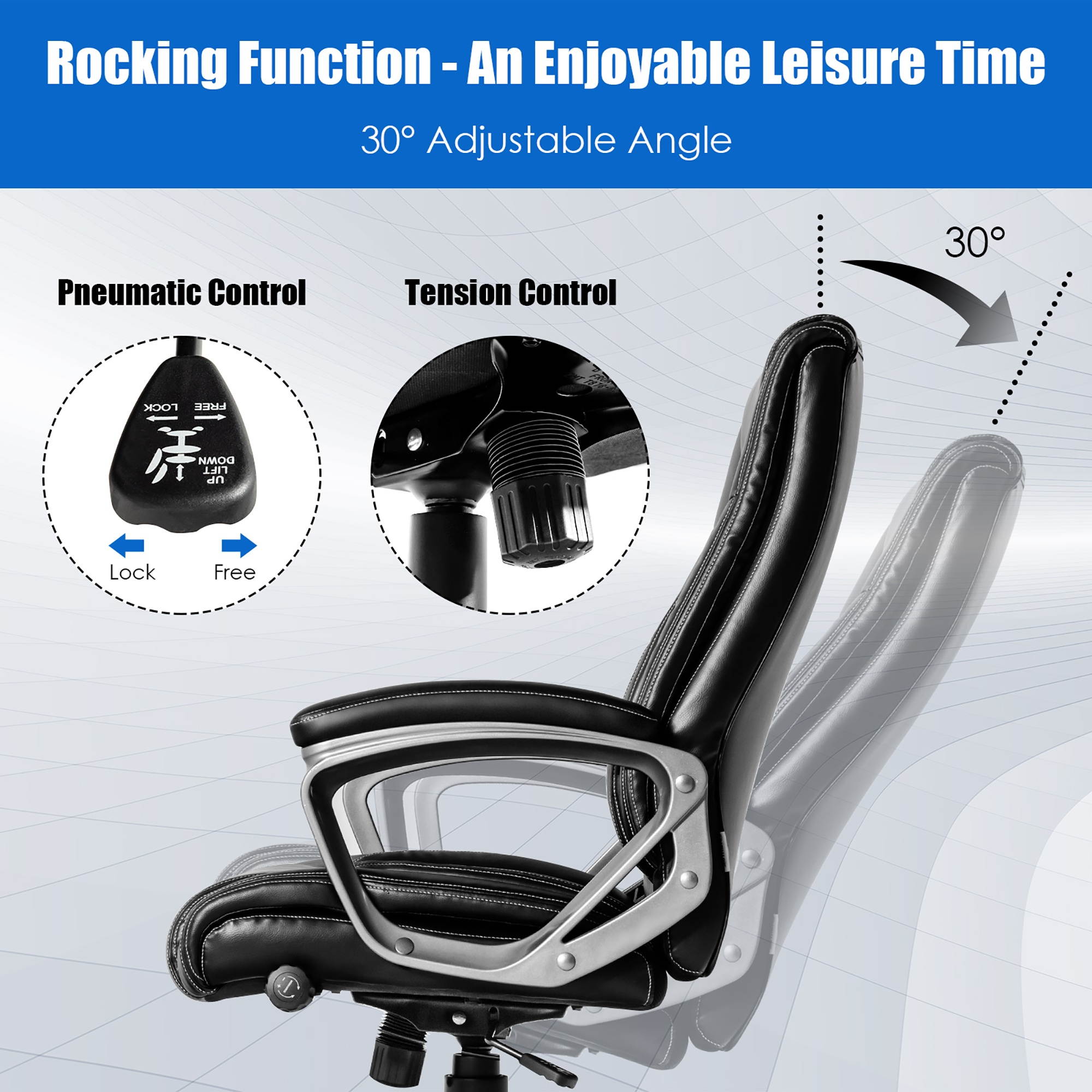 Costway Big & Tall  Office Chai Ergonomic Swivel Chair w/ Lumbar Support