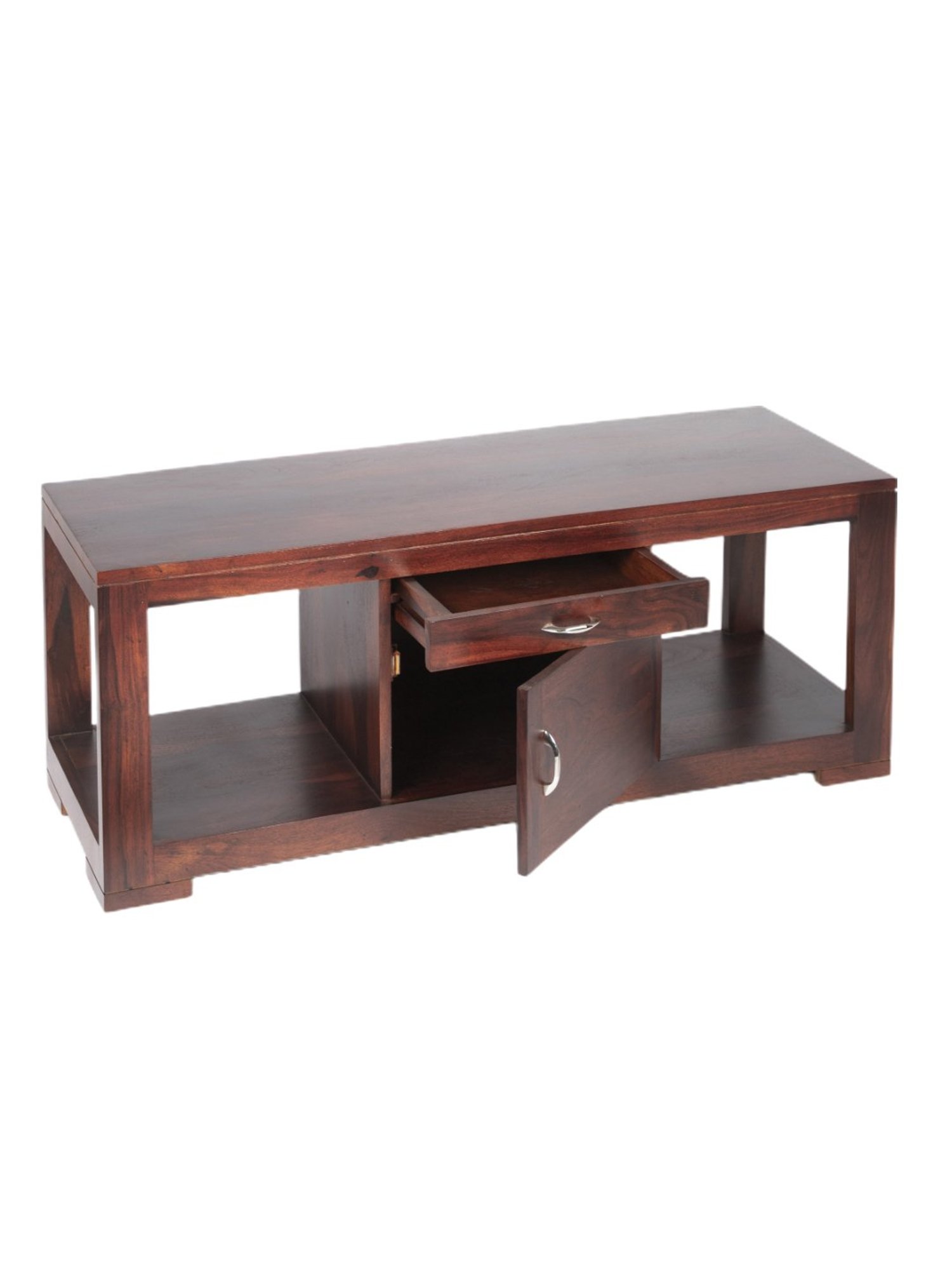 Ikiriya Allen Solid Dark Brown Wood TV Entertainment Unit Dark Walnut Finish