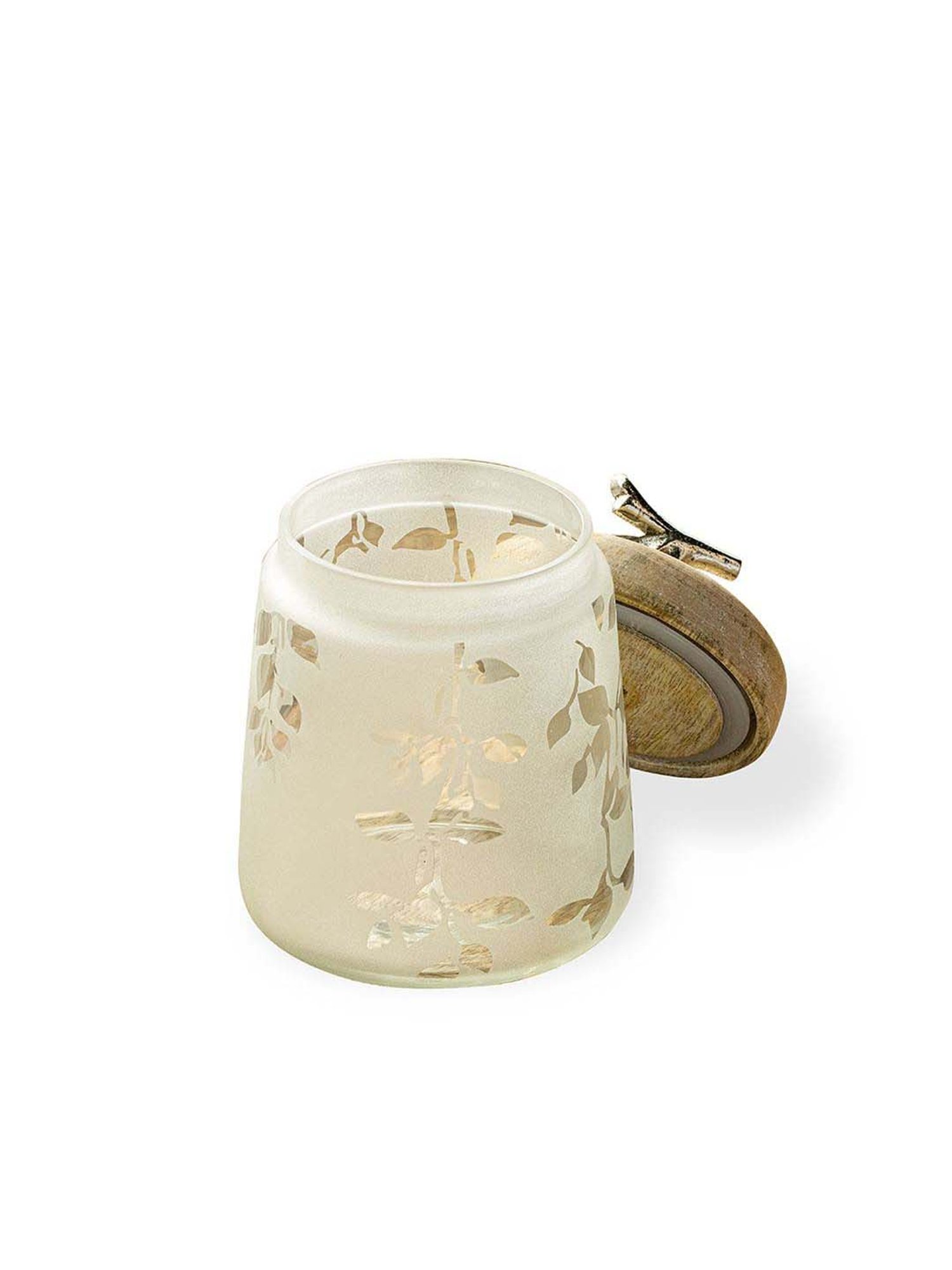 ellementry Twiggy Frosted Transparent Glass Jar with Lid (1000 ml) - Set of 1