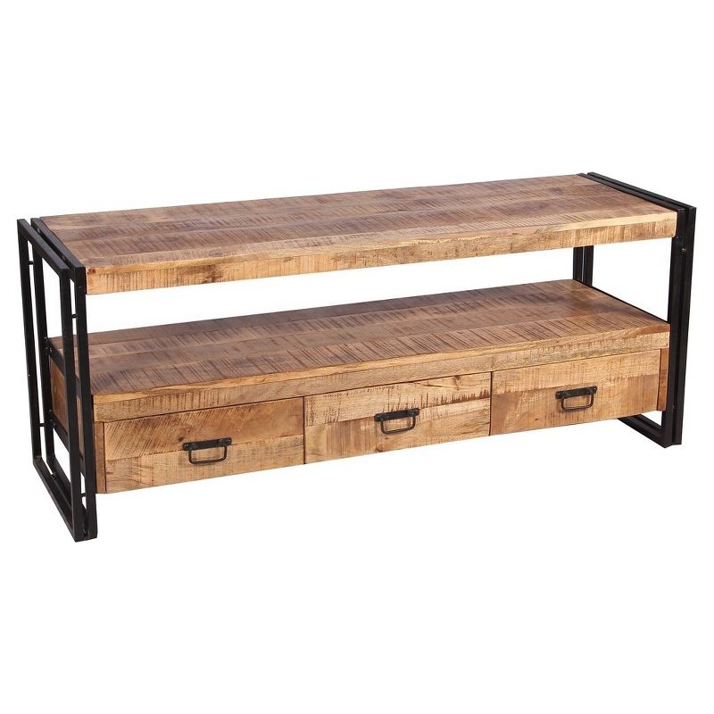 Industrial Reclaimed Wood and Iron 3 - Drawer 70" TV Console - Timbergirl