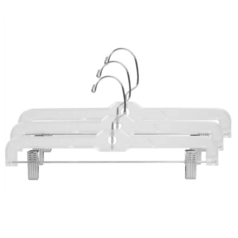 Home Basics Crystal Plastic Straight Skirt Hanger with Metal Clips, Clear