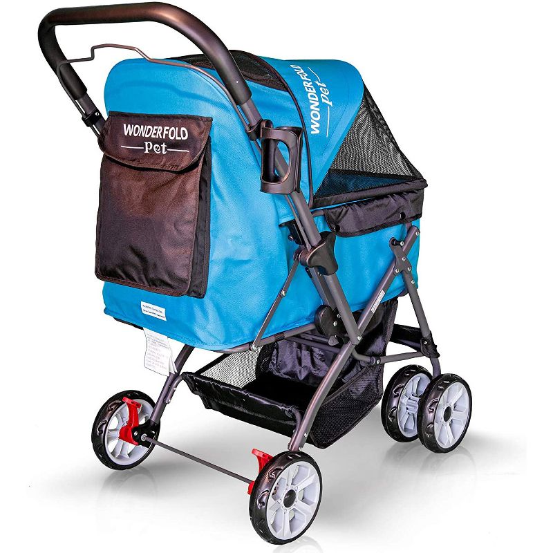 dbest products Pet Smart Cart Carrier Crate Kennel Cage Bag with Wheels and Padded Bed for Airline Airplane Travel with Cats and Dogs, Medium (Black)