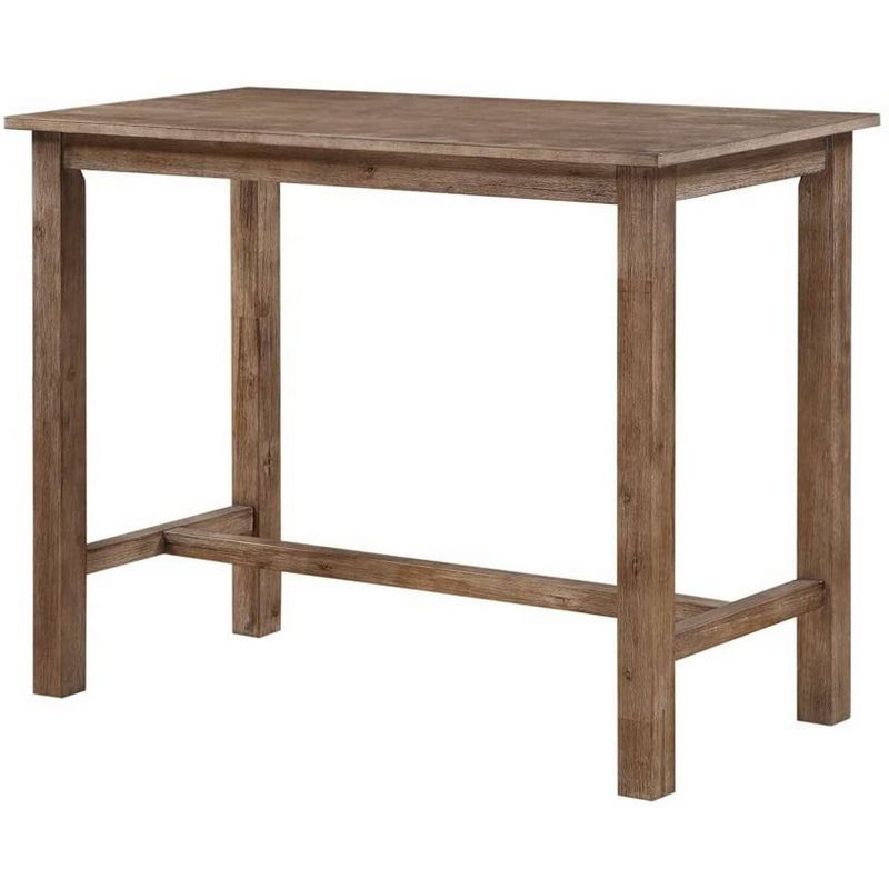 4pc Wooden Pub Table Dining Set with Saddle Stools and Bench Brown - Benzara