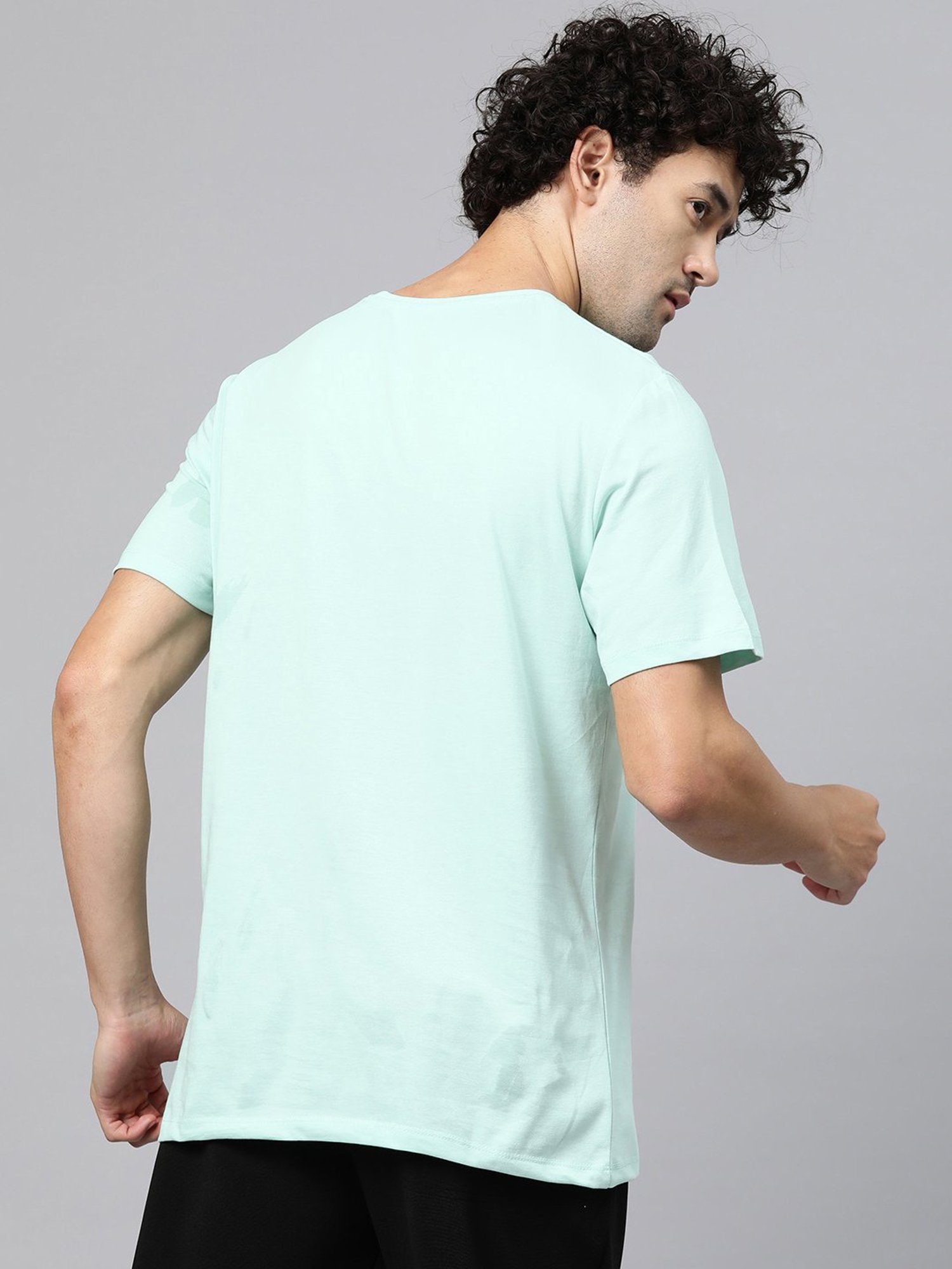 ALCIS Sea Green Anti Static Regular Fit Printed Sports T-Shirt