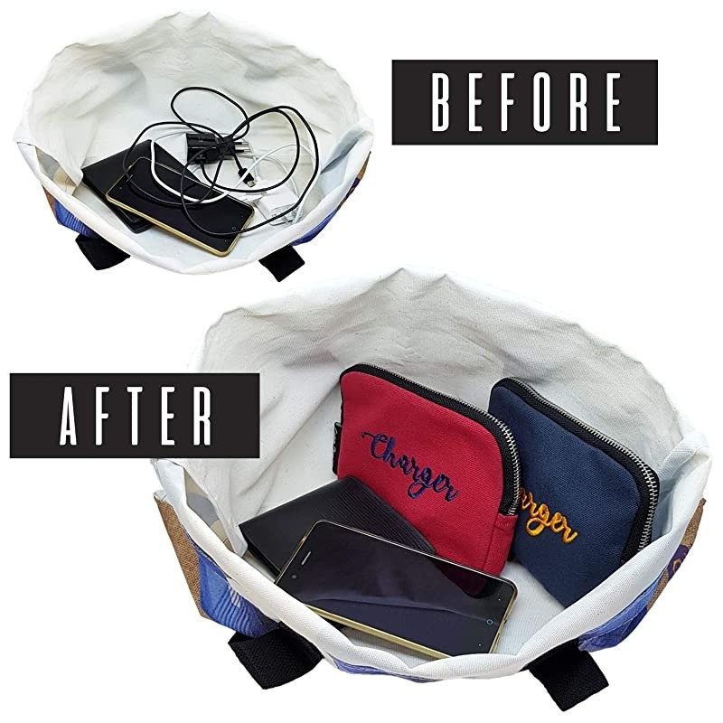 Universal Cable Organizer Electronics Accessories Cases Bag for USBPhone ChargersCordCableNavy Blue