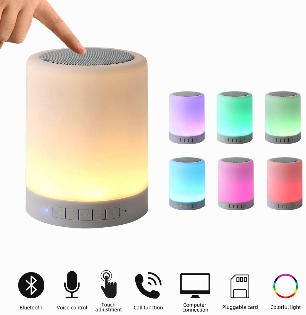 Night Light Bluetooth Speaker, Portable Wireless Bluetooth Speakers, Touch Control Bedside Table Light, Outdoor Speakers Bluetooth, Best Gifts for Girl, Boy, Baby