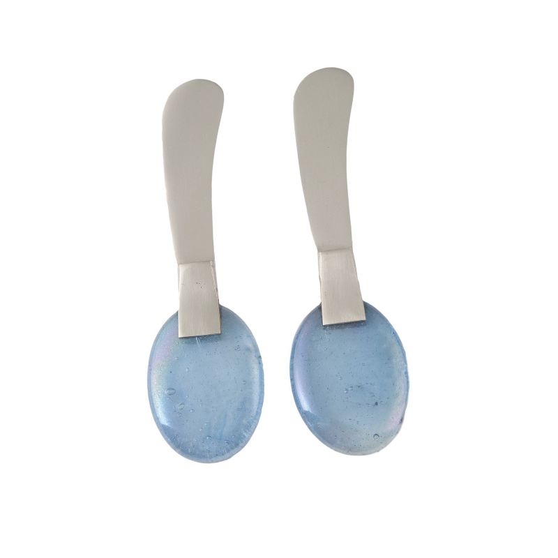 2pc Stainless Steel Matte Spreaders with Glass Handles Blue - Thirstystone