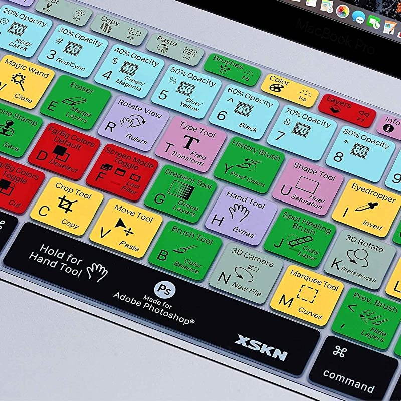 2016 Shortcut Design Series Keyboard Skin Cover for New MacBook 12 (2015 Model A1534) and New MacBook Pro 13 (2016 Newest Version Model A1708, No Touch Bar), US Version (Photoshop)