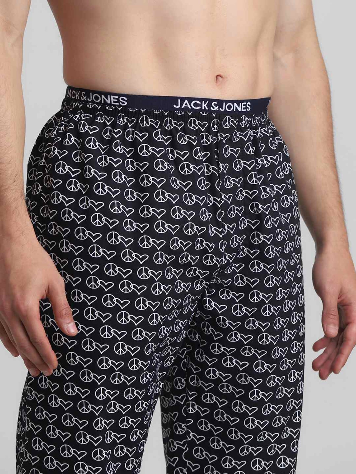 Jack & Jones Navy Blazer Cotton Regular Fit Printed Lounge Pants