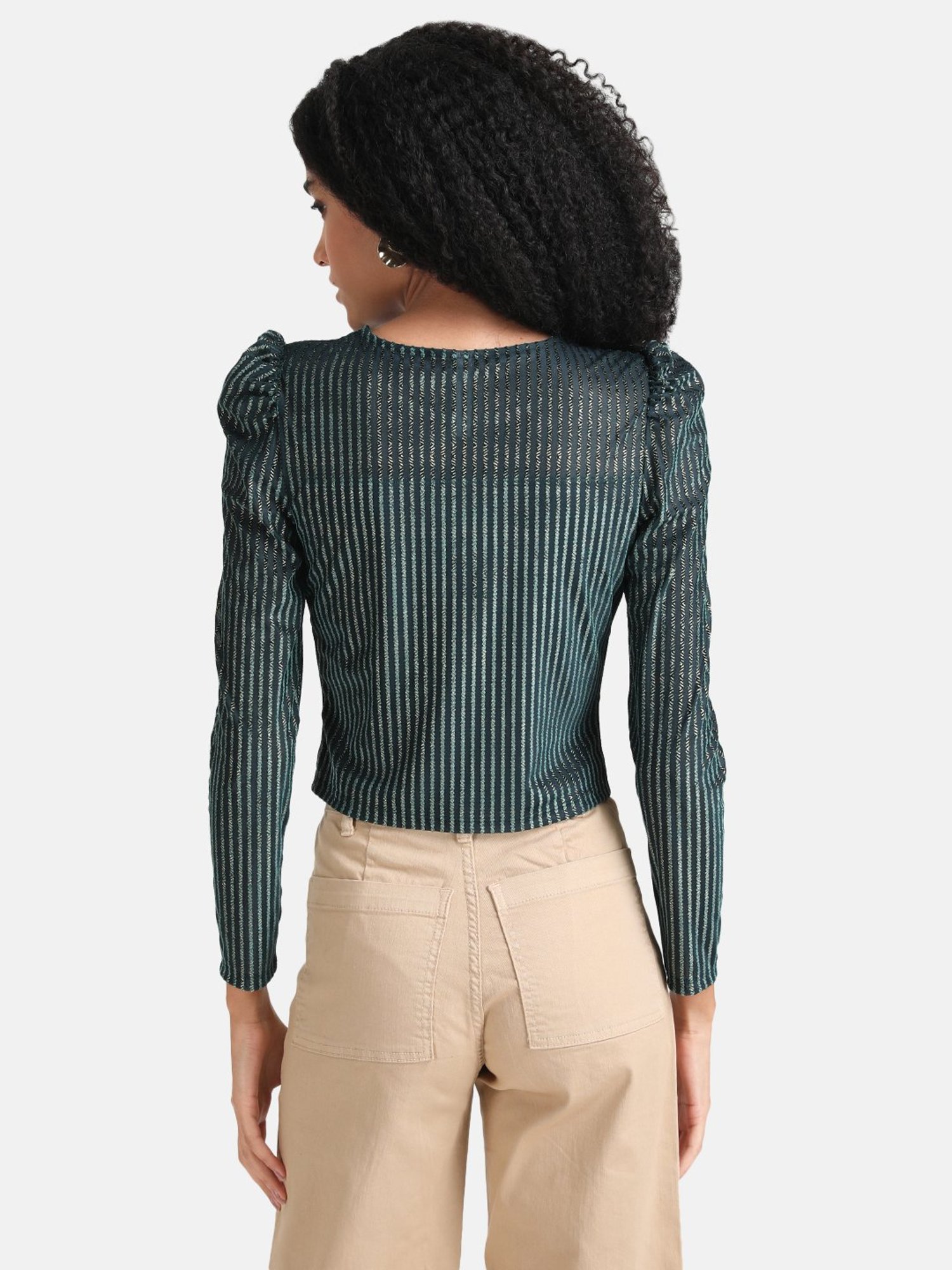 Kazo Green Striped Top