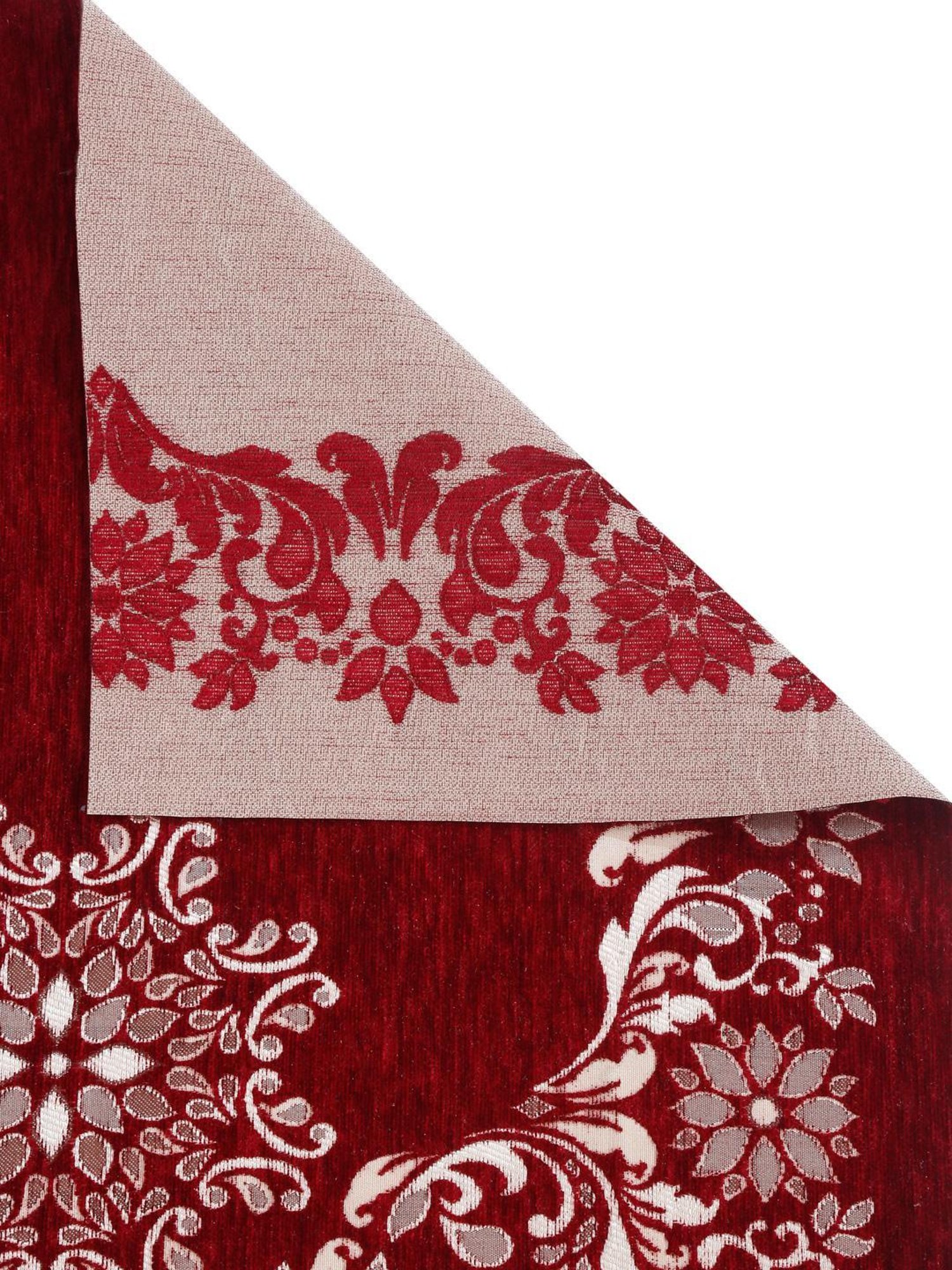 HOSTA HOMES Woven Maroon & White 5 Seater With Arm Rest Sofa Cover