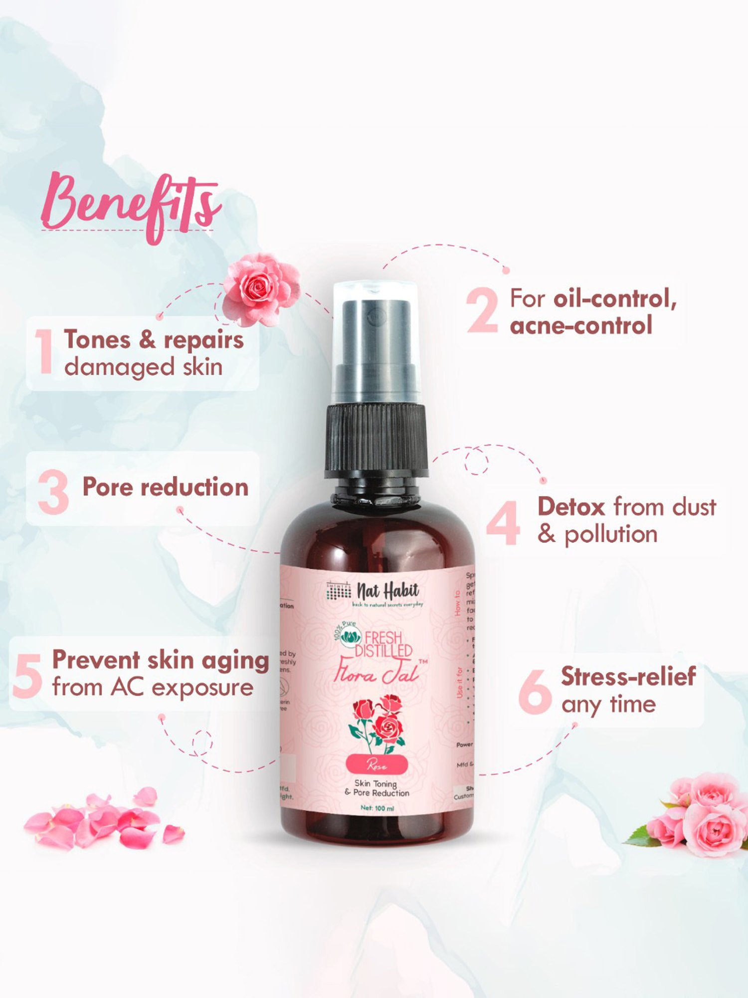 Nat Habit Rose Fresh Distilled Floral Jal - Pack of 2