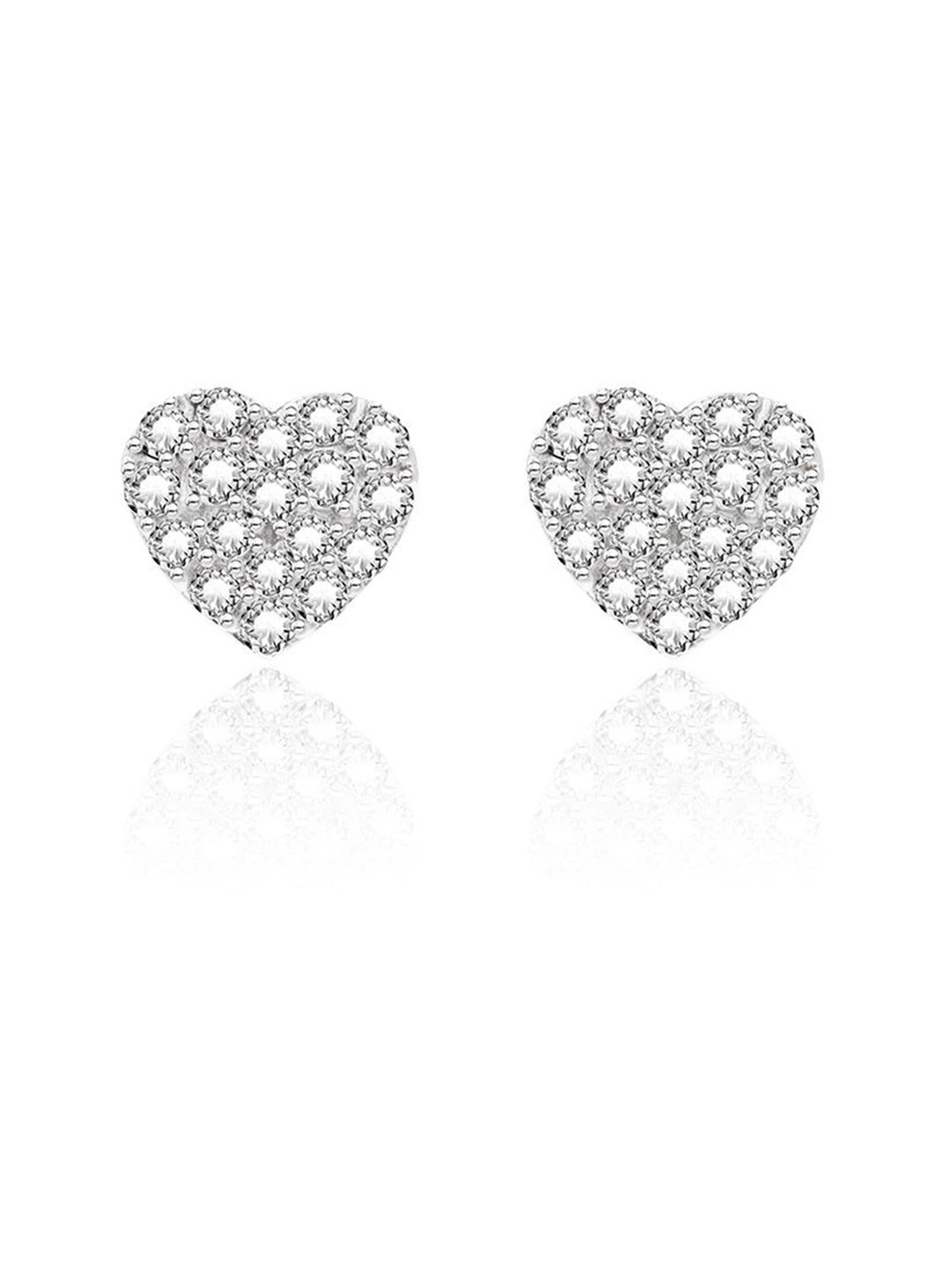 March by FableStreet 92.5 Sterling Silver Zircon Studded Heart Stud Earrings