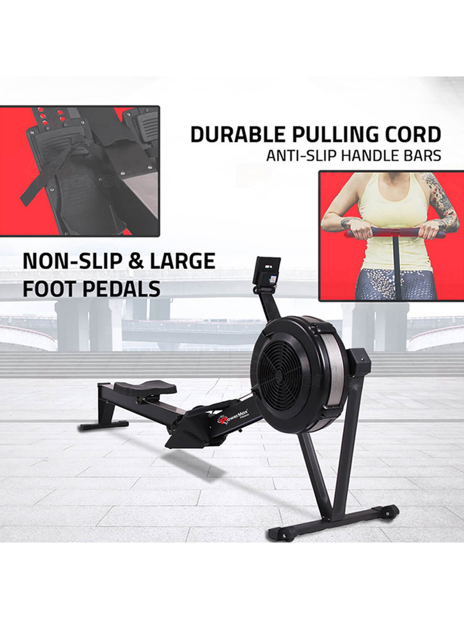 PowerMax Fitness RAC-2500 Rowing Machine (Black)