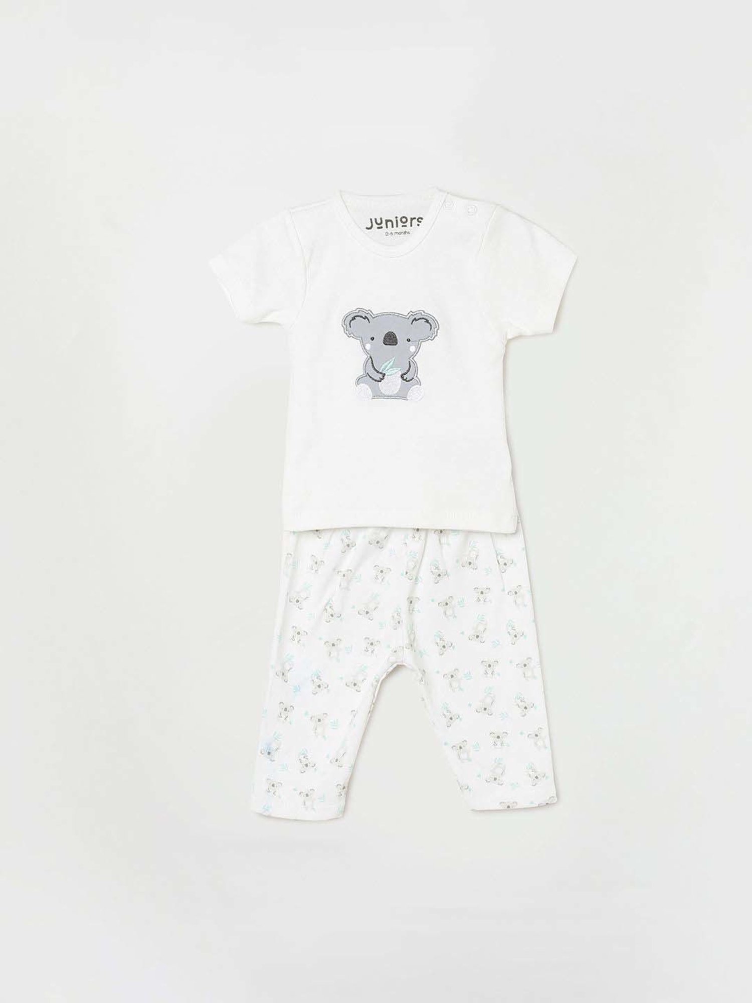 Juniors by Lifestyle Kids White & Blue Cotton Printed T-Shirt Set