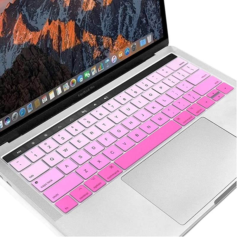 Ultra Thin Keyboard Cover Skin for MacBook Pro 13inch 15inch with Touch Bar Model A2159 A1989 A1990 A1706 A1707 2019 2018 2017 2016 Ombre Pink