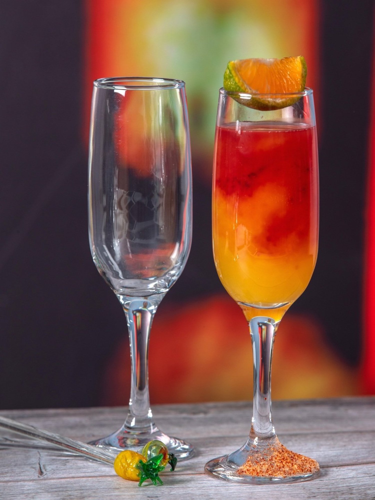 ROXX Transparent Glass Tulip Chemp Flute Glass - Set of 6 (215ml)