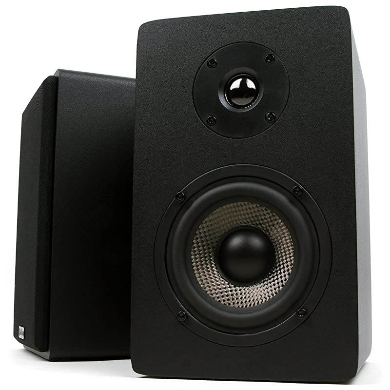 MB42X Bookshelf Speakers with 4-Inch Carbon Fiber Woofer and Silk Dome Tweeter (Black, Pair)