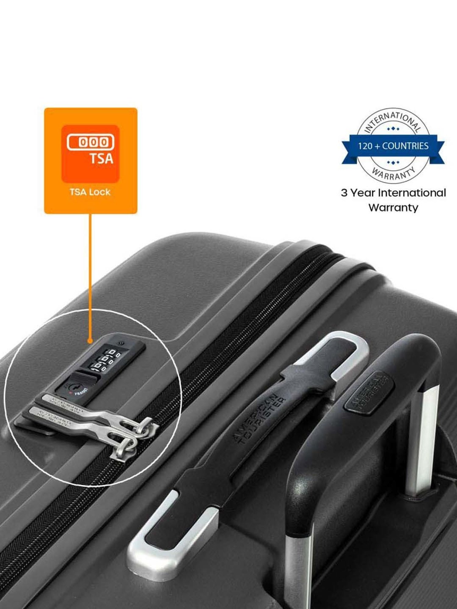 American Tourister Linex Black Textured Hard Medium Trolley Bag - 47 cm