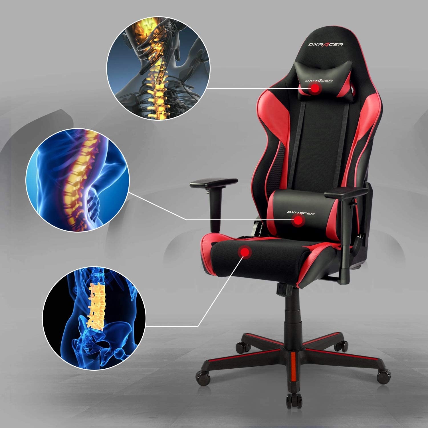 Gaming Chair, Racing Style Computer Desk Chair Padded Armrests Ergonomic Lumbar Support Adjustable Height