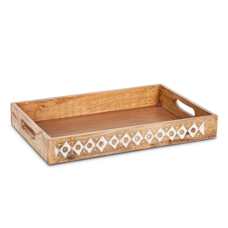 Lone Elm Studios Set of 2 Nesting White Wash Mango Wood Trays