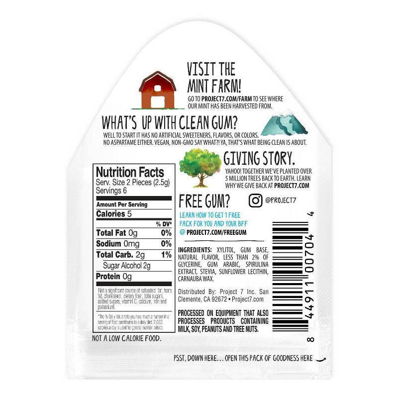 Project 7 Everest Peppermint Natural Gum - 0.53oz