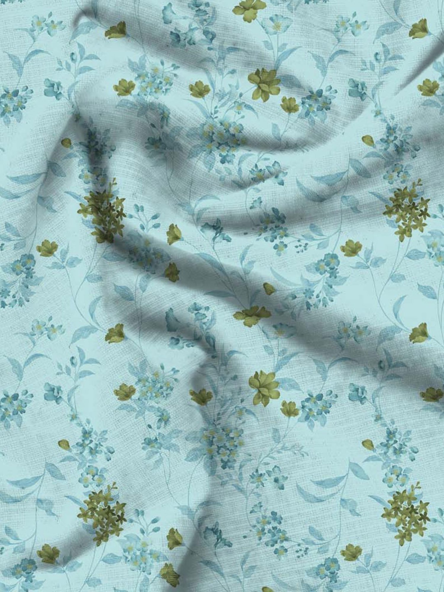 Bella Casa Stella Collection Cyan Cotton 180 TC King Size Bedsheet with 2 Pillow Covers