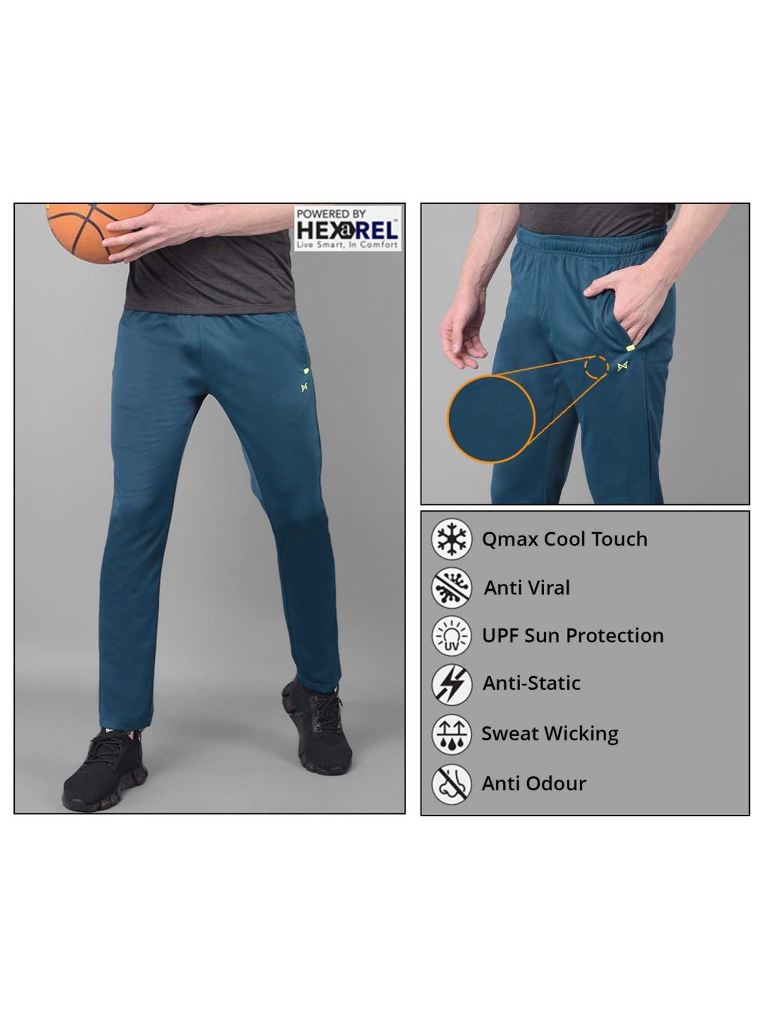 Force NXT Teal Regular Fit Sports Trackpants - Pack Of 2