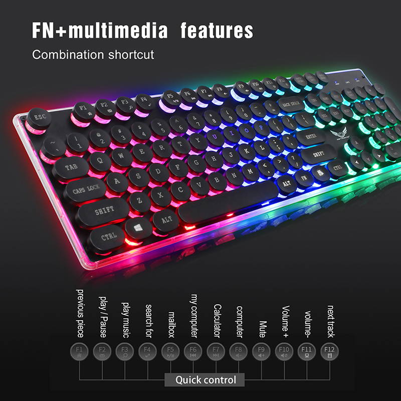 Gaming Keyboard LED Backlit Keyboard with 104 Key Computer PC Gaming Keyboard for PC/Laptop